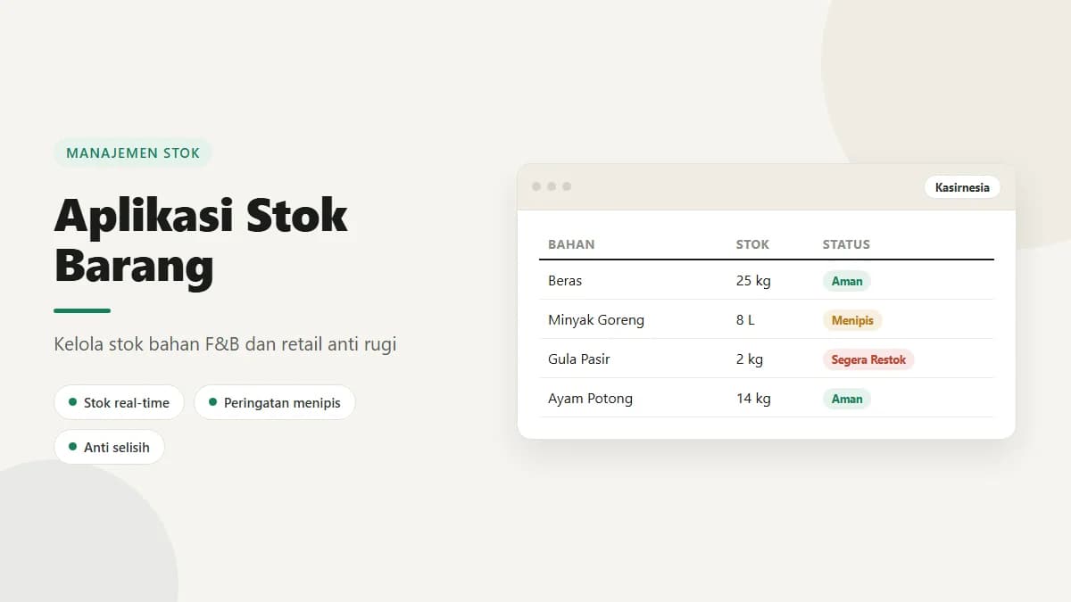 Aplikasi Stok Barang: Cara Kelola Stok Bahan F&B dan Retail Anti Rugi