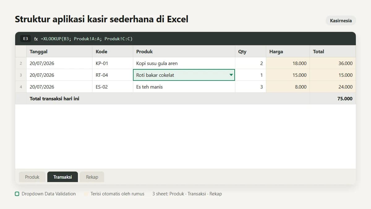 Cara Membuat Aplikasi Kasir Sederhana di Excel (dan Kapan Sebaiknya Pindah)