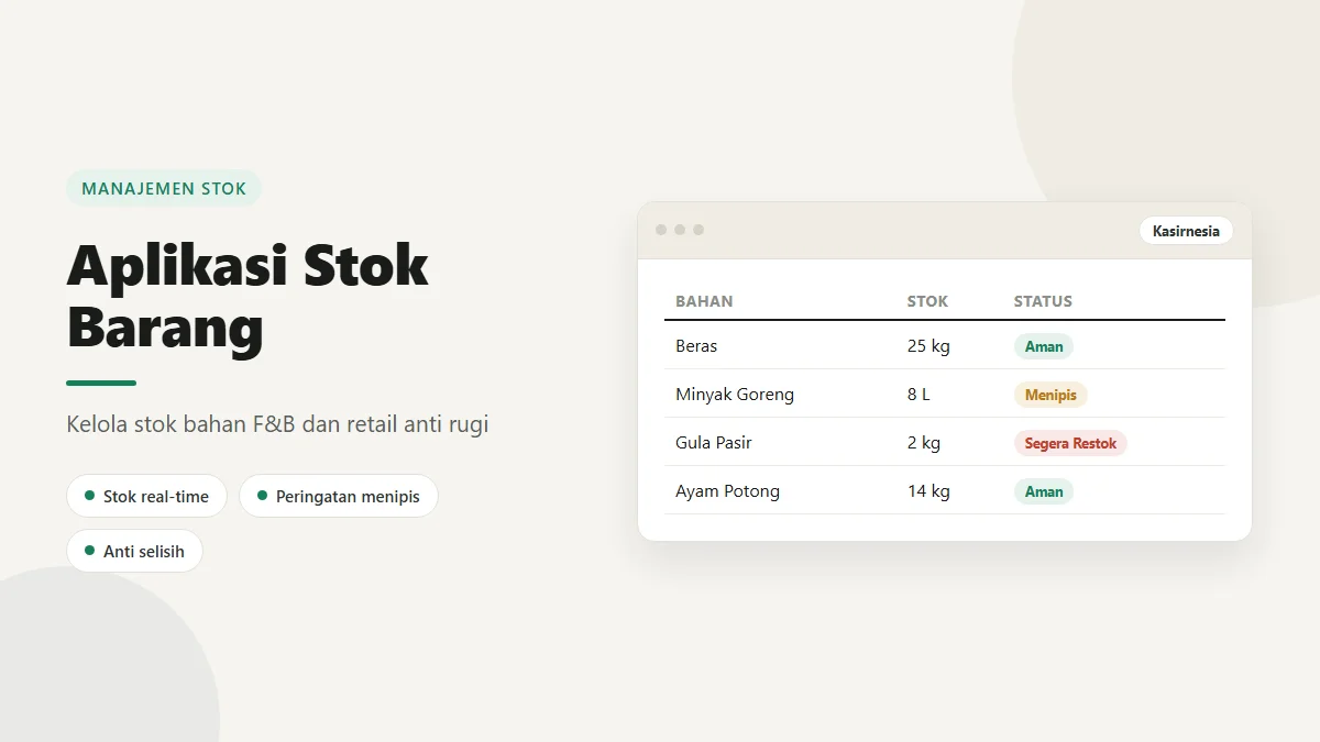 Aplikasi Stok Barang: Cara Kelola Stok Bahan F&B dan Retail Anti Rugi