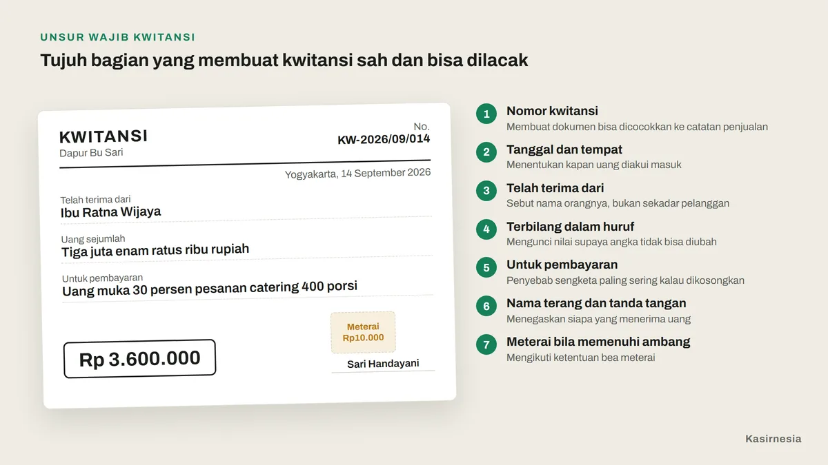 Kwitansi: Bukti Terima Uang, Unsur Wajib, dan Aturan Meterai